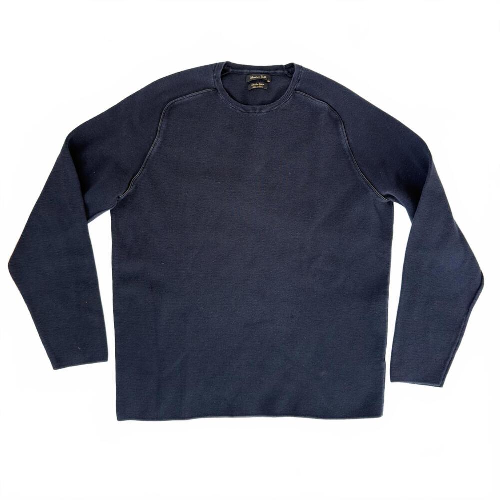 Massimo Dutti Dark Navy Crewneck Knit Sweater